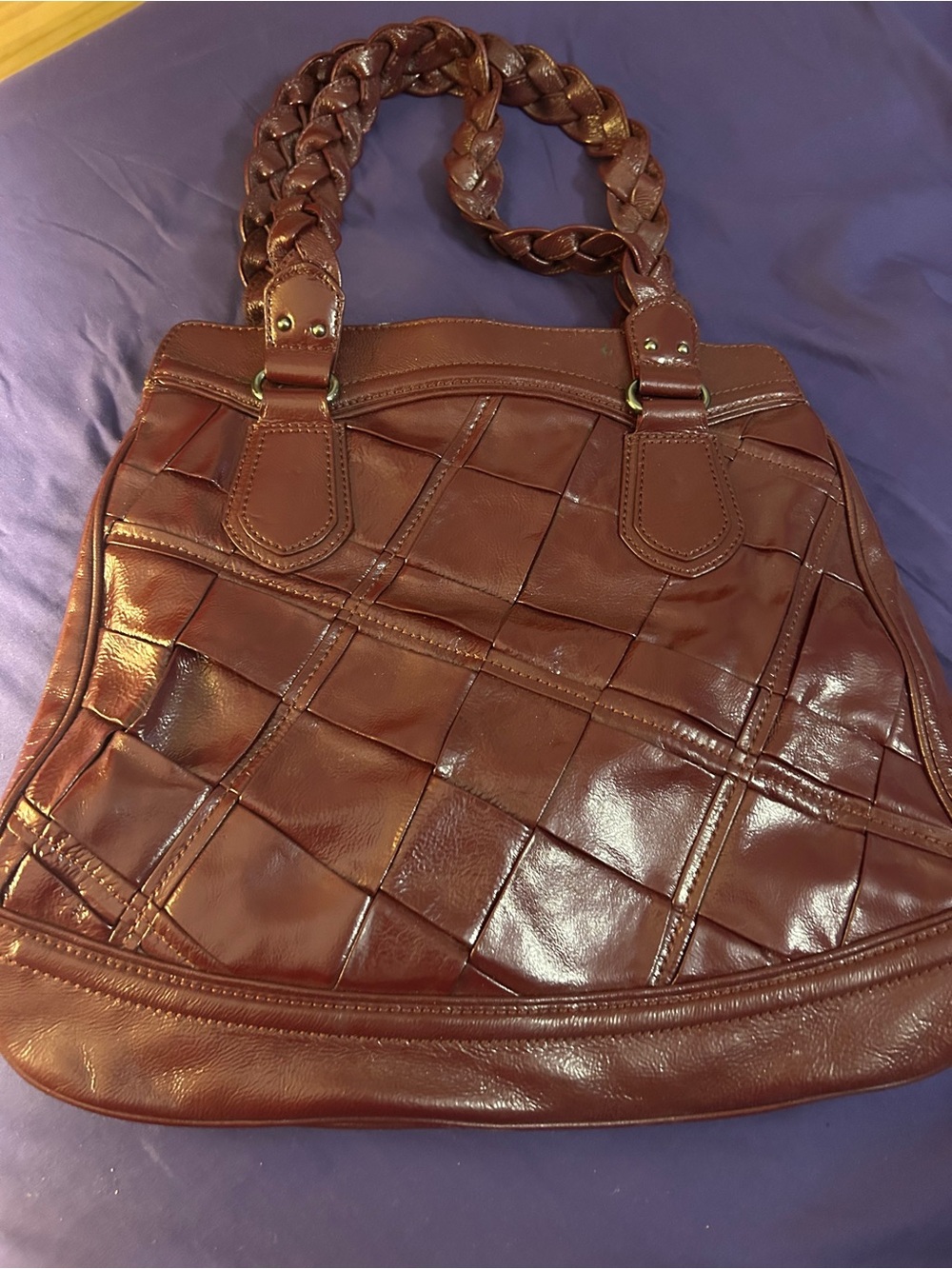 Elliott Lucca Braided Leather Patchwork Shoulder Bag in Burgundy - Picture 5 of 12